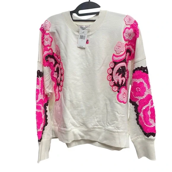 Essentiel Antwerp Hecrazy embroidered sweatshirt in off-white organic cotton - Picture 5 of 10